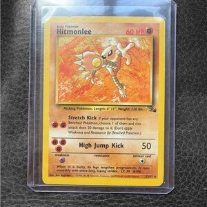 Pokemon Hitmonlee Card - Vibrant Yellow and Orange